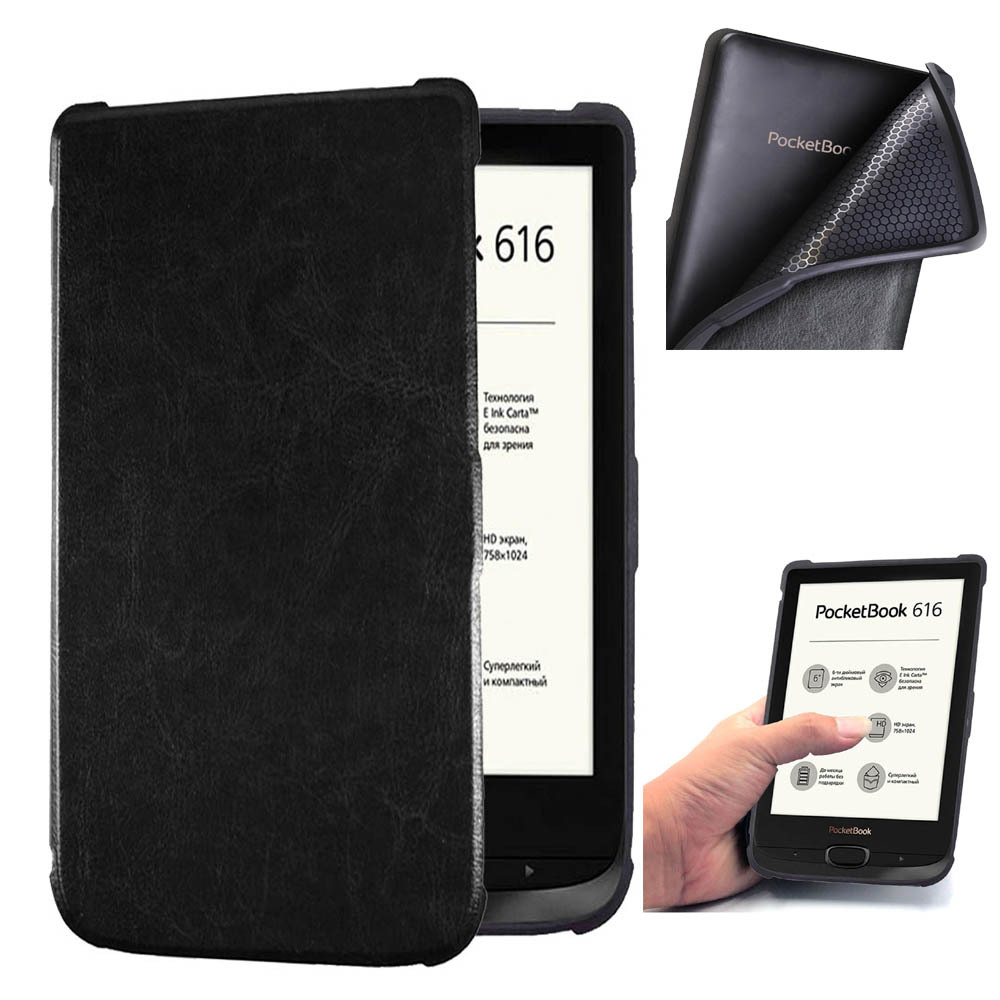 Case for 6-inch PocketBook Touch HD 3/Lux 5/Basic Lux 4/3/2, PocketBook 628 627 618 617 616 606 632 Plus/Aqua 633 Color PU Leather Soft TPU Shell