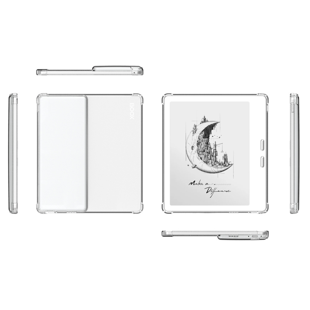 For 7-inch Onyx Boox Leaf 5/5C 2025 Case Transparent TPU Soft Cover with 4 Corner Airbags Anti-Fall Shockproof Protective Shell