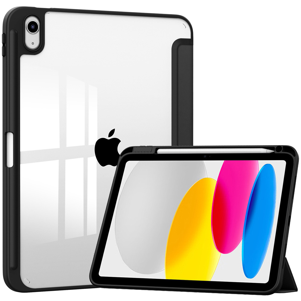 Case for 11-inch Apple iPad 10th 2022/ iPad 11th 2025/ iPad A16, Tri-folding Acrylic Hard Back Shell with Pencil Holder