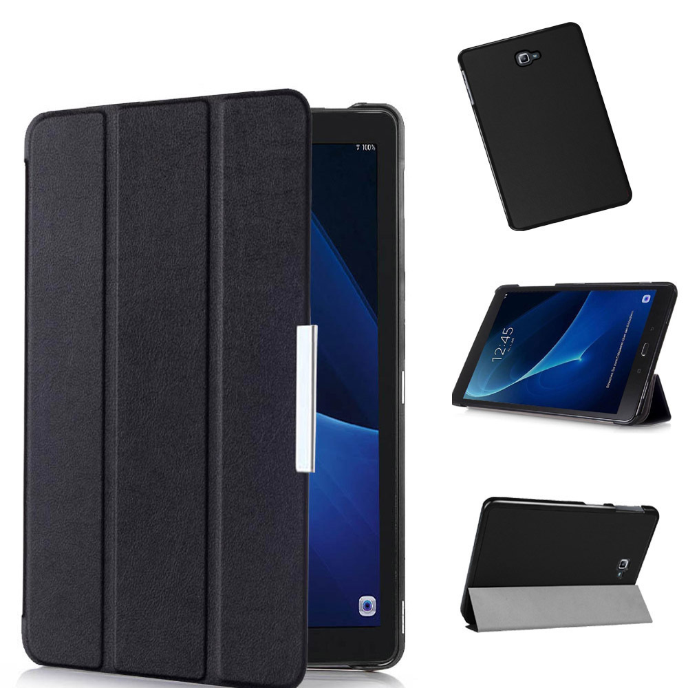 For Samsung Galaxy Tab A (A6) 10.1 (T580/T585C) Case, Tri-folding Flip Ultra Slim Portable Leather Protective Sleeve