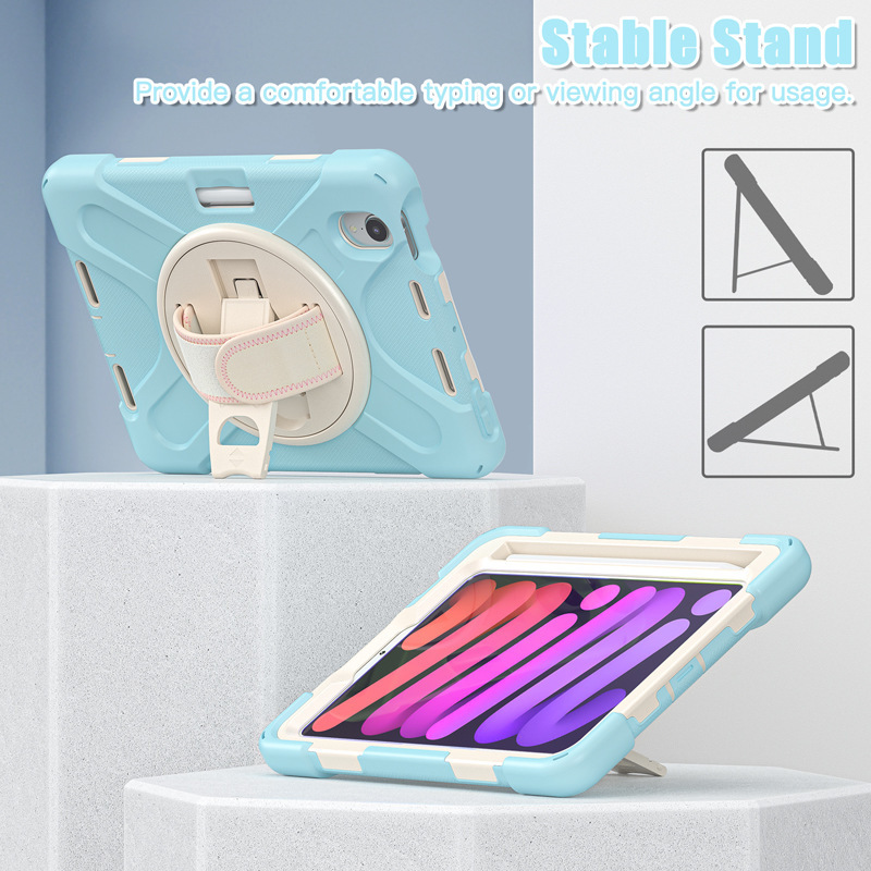 Case for Samsung Galaxy Tab A7 Lite 8.7/Tab A7 2020 Heavy Duty Shockproof  Shoulder Strap and 360 Rotating Hand Strap with Stable Stand