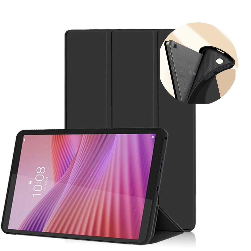 For Lenovo Tab One 8.7 (2025) -TB305FU Case, Tri-folding Flip Ultra Slim Portable Leather Protective Sleeve