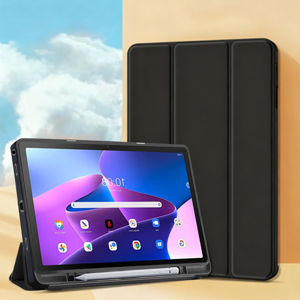 For Lenovo M10 Plus 10.6-inch 3rd TB125FU/128FU/128XU Case, Tri-folding Flip Ultra Slim Portable Leather Protective Sleeve with Pen Slot