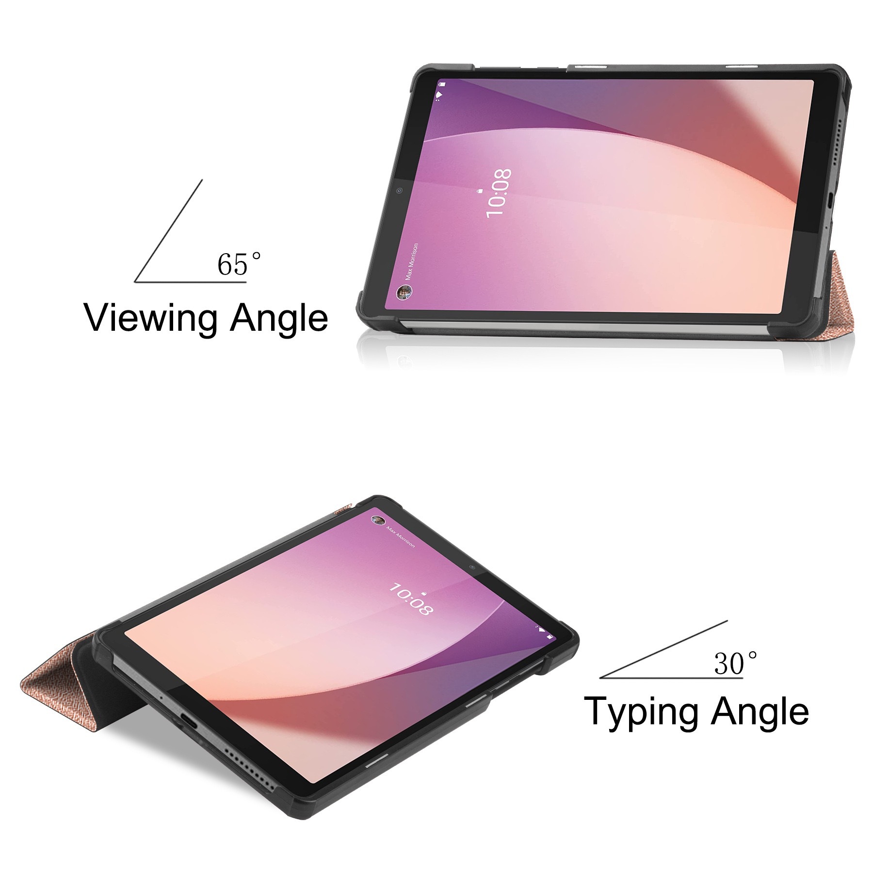 For Lenovo Tab M8 4th Gen Case, Tri-folding Flip Ultra Slim Portable Leather Protective Sleeve
