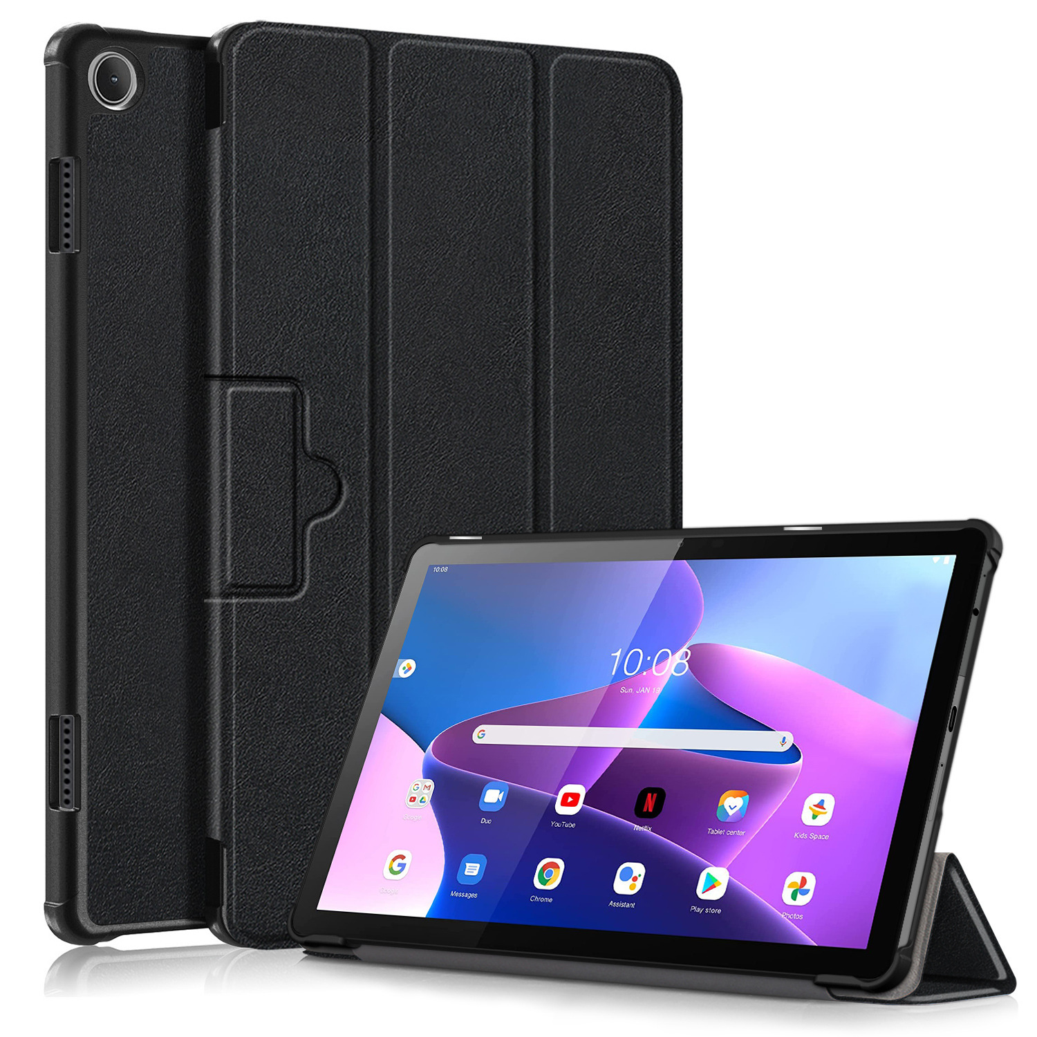 For Lenovo Tab B10 3rd Gen 10.1-inch Case, Tri-folding Flip Ultra Slim Portable Leather Protective Sleeve