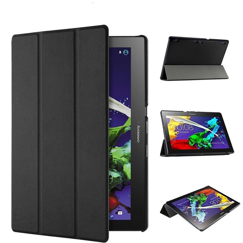 For Lenovo Tab 2 A10-70/A10-30 and Tab 3 10 Plus Case, Tri-fold Flip Ultra Slim Portable Leather Protective Sleeve