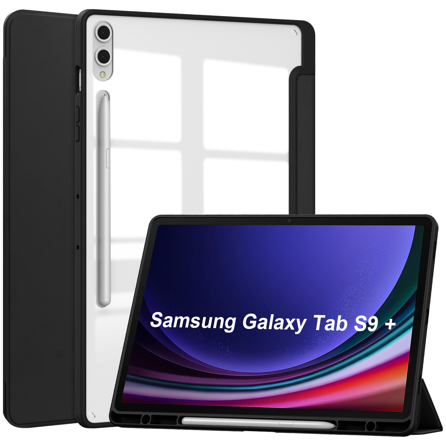 For Galaxy Tab S9/ S9 Plus 2023 Case, Tri-fold Flip Ultra Slim Portable Protective Sleeve with Pen Slot